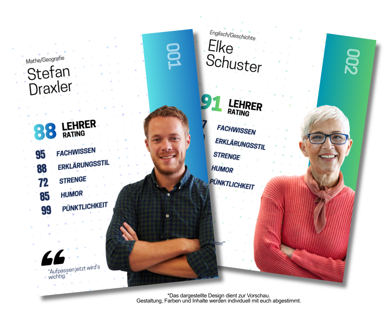 Beispielhafte Lehrer-Sammelkarten